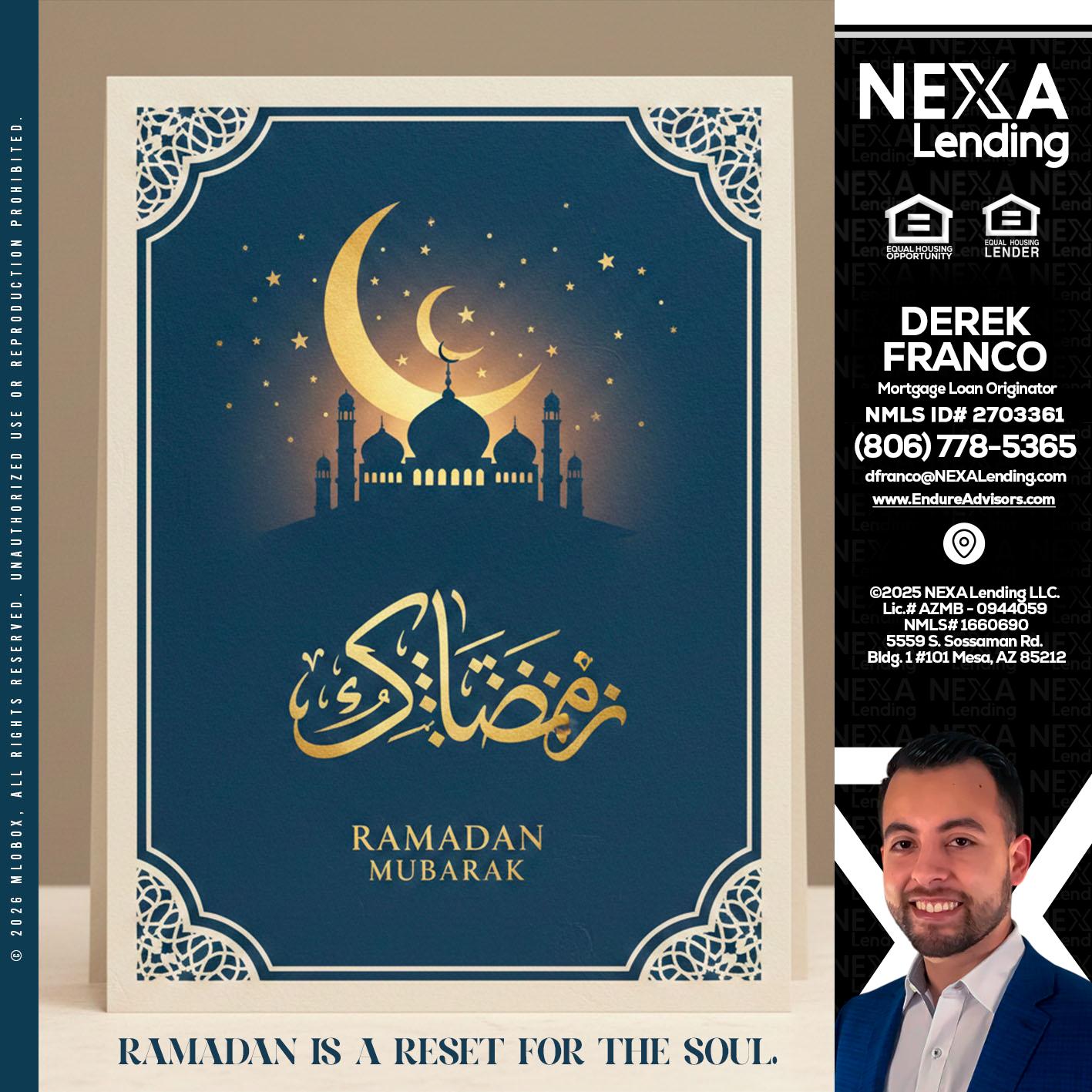 HAPPY RAMADAN - Derek Franco -Mortgage Loan Originator