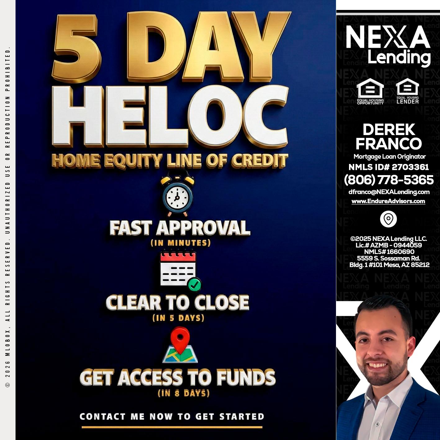 5 day hello - Derek Franco -Mortgage Loan Originator