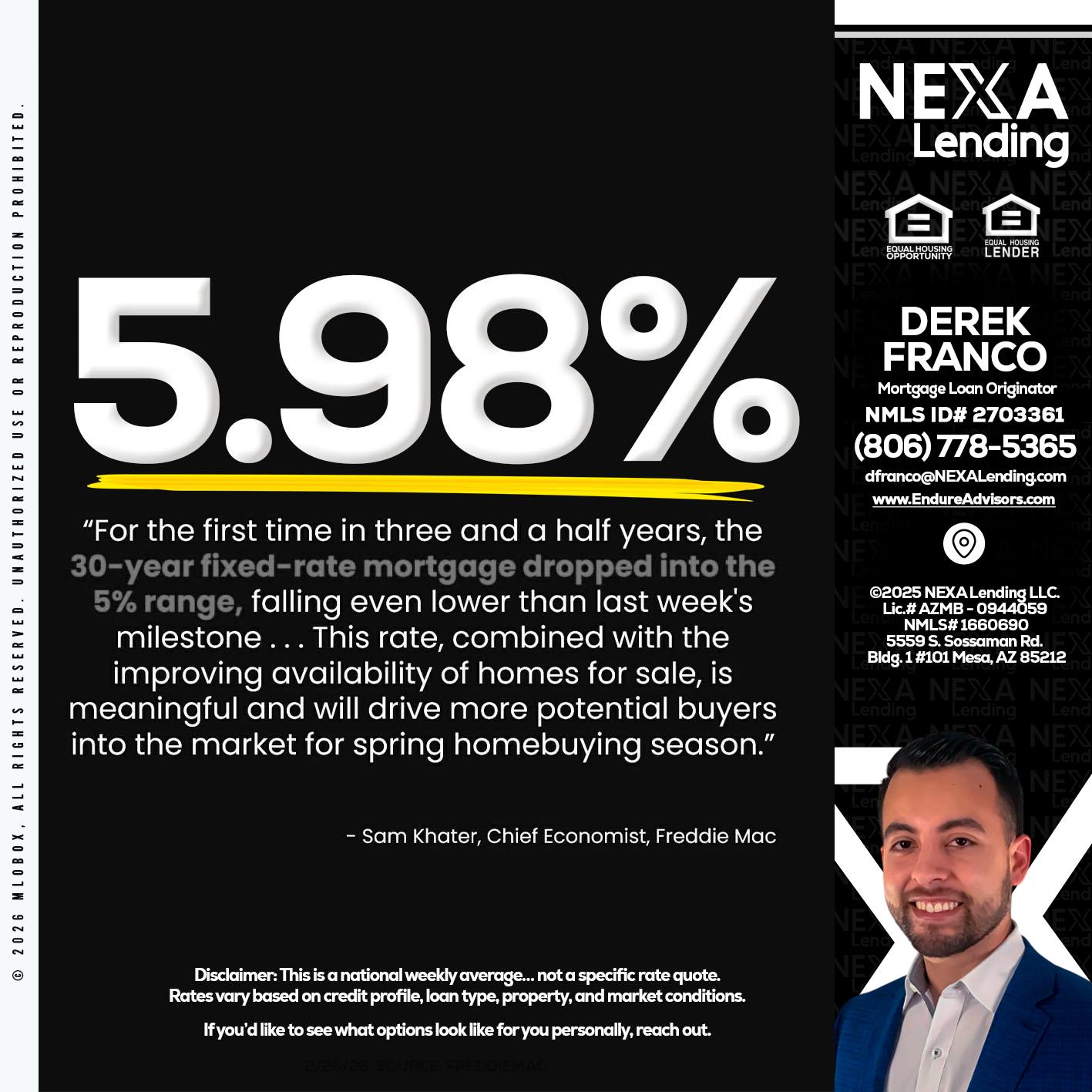 5.98% - Derek Franco -Mortgage Loan Originator