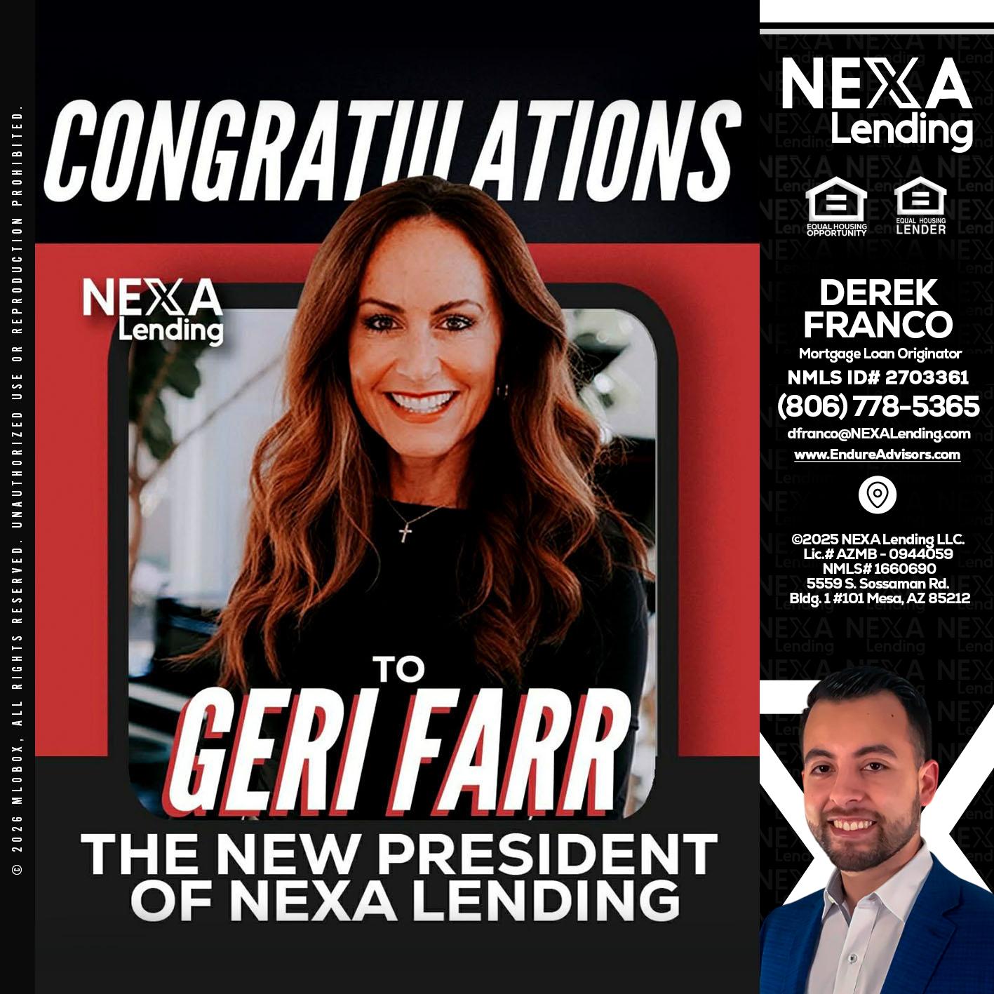 CONGRATULATIONS - Derek Franco -Mortgage Loan Originator