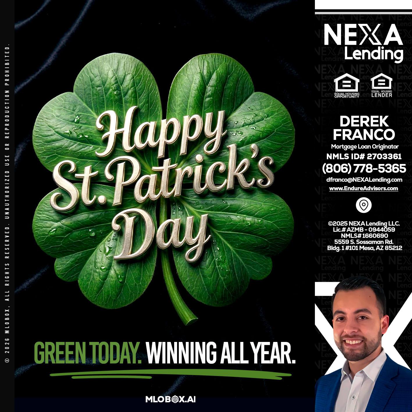 happy st. Patricks day - Derek Franco -Mortgage Loan Originator