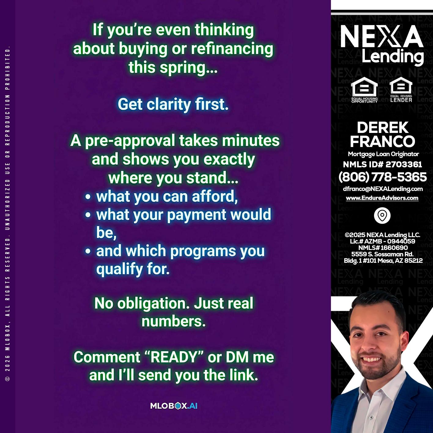IF YOU THINKING - Derek Franco -Mortgage Loan Originator