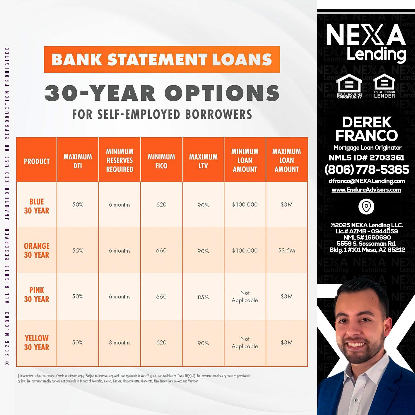 30 YEARS OPTIONS - Derek Franco -Mortgage Loan Originator