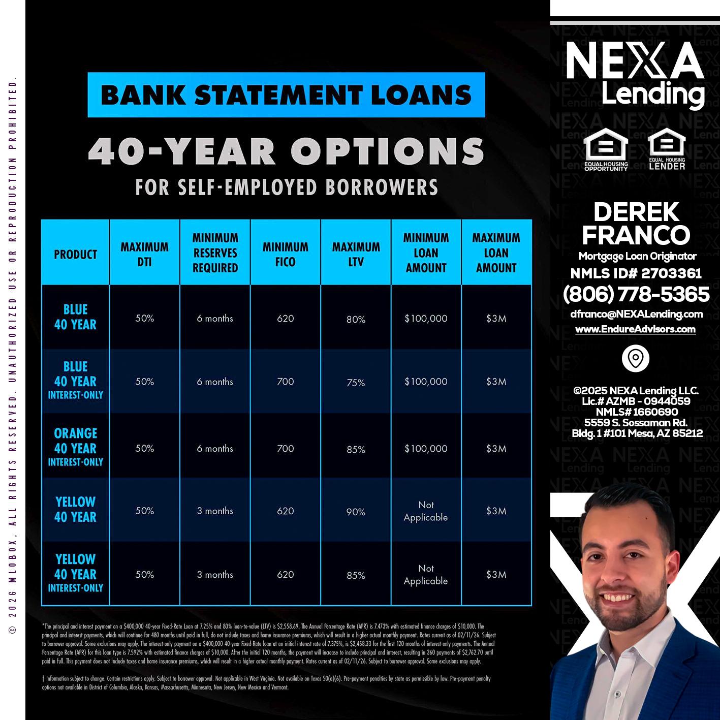 40 YR. OPTIONS - Derek Franco -Mortgage Loan Originator