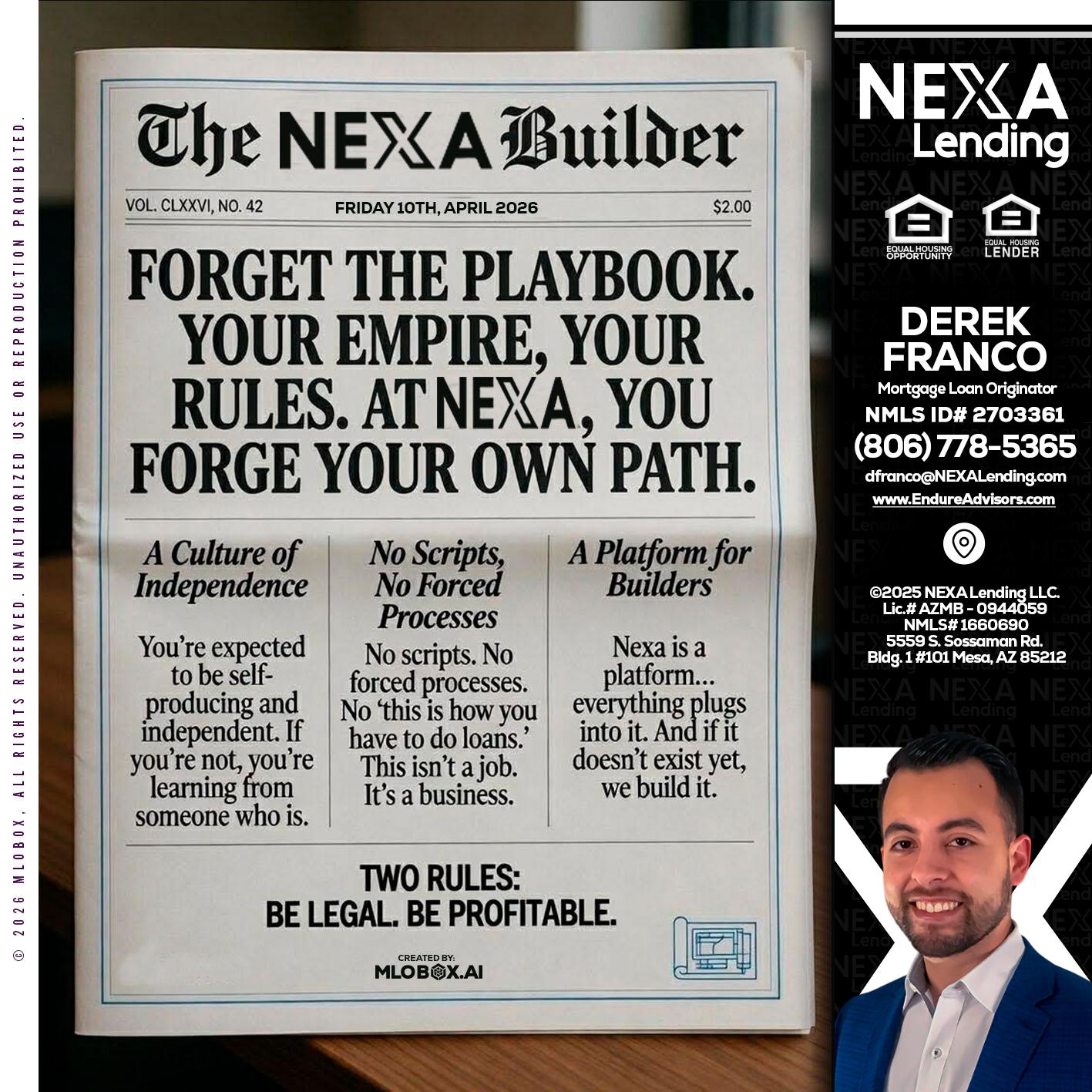 THE NEXA BUILDER - Derek Franco -Mortgage Loan Originator