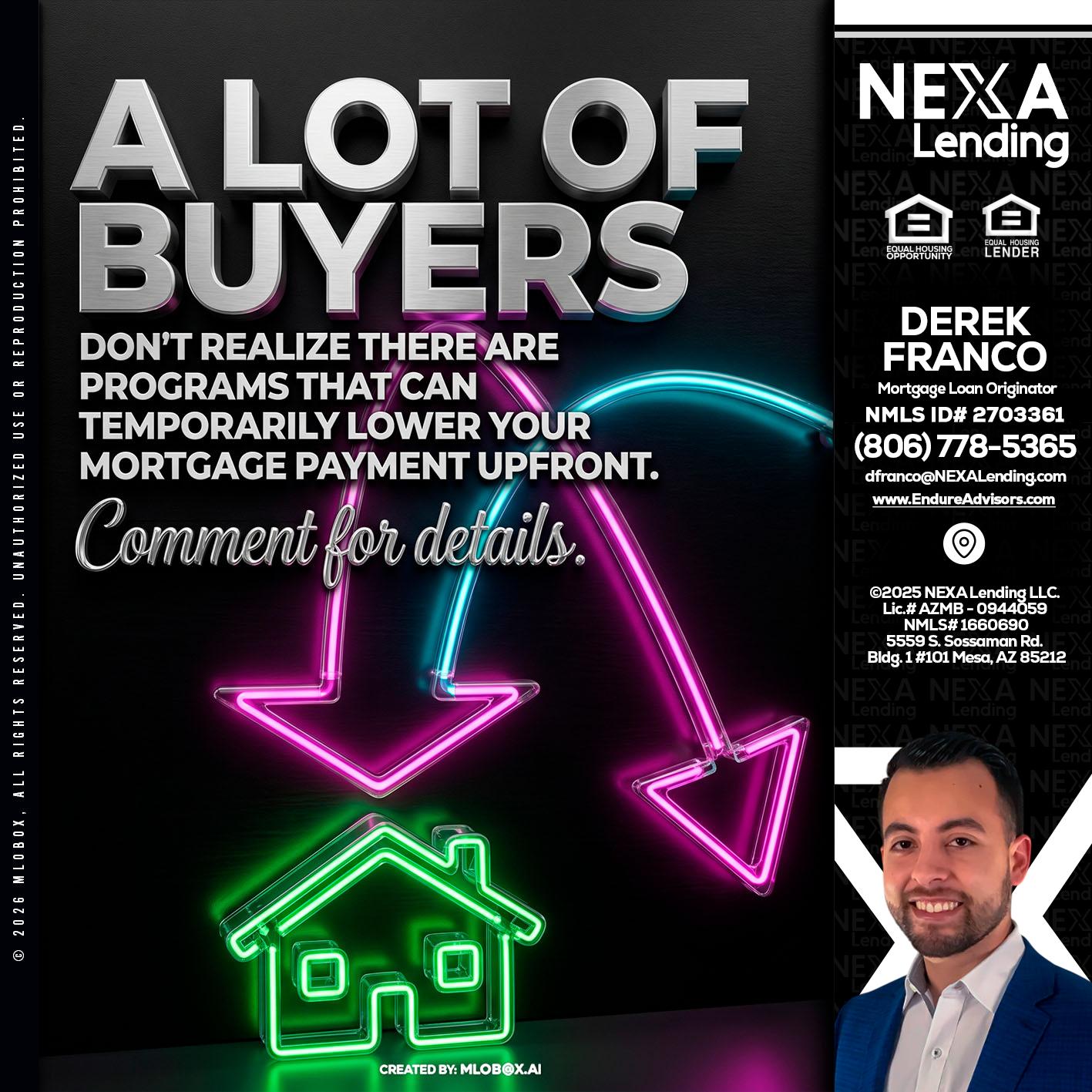 A LOT OF BUYERS - Derek Franco -Mortgage Loan Originator