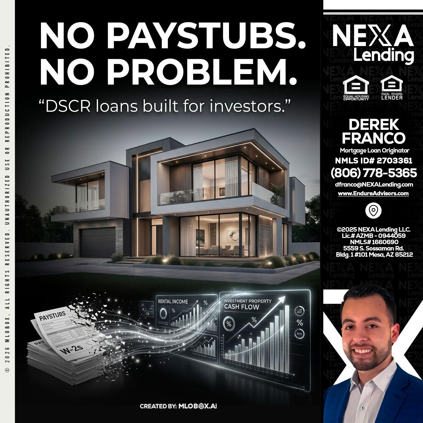 no paystub - Derek Franco -Mortgage Loan Originator