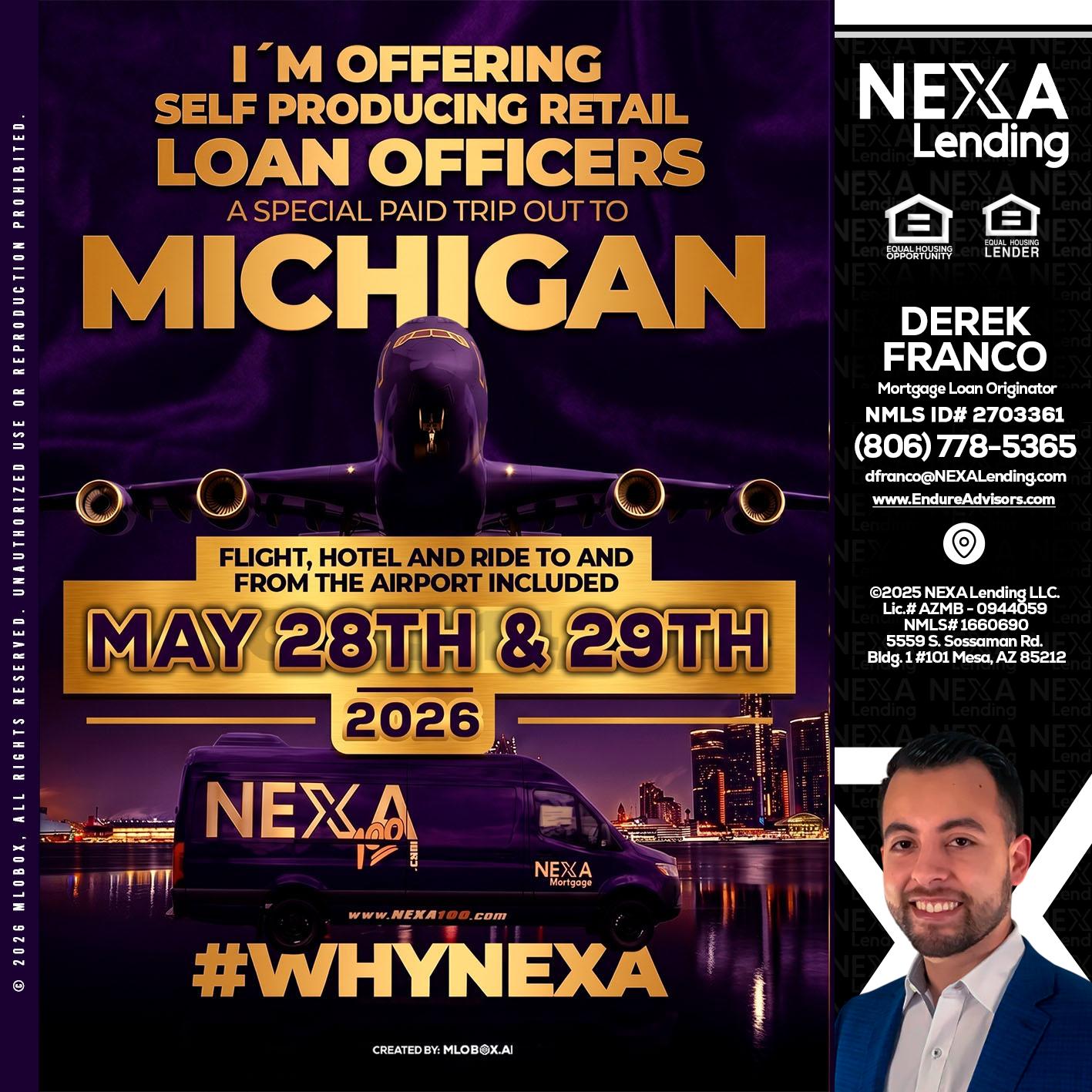 MICHIGAN - Derek Franco -Mortgage Loan Originator