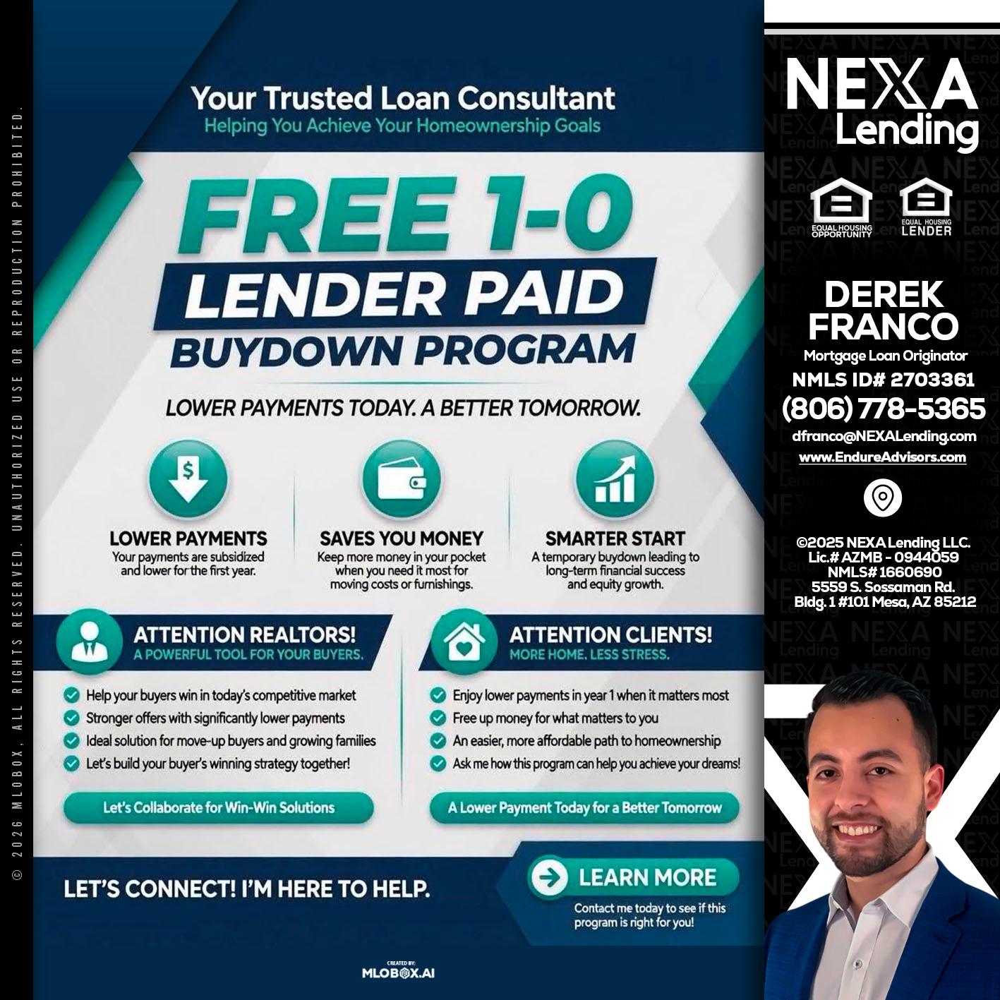 FREE 1-0 - Derek Franco -Mortgage Loan Originator