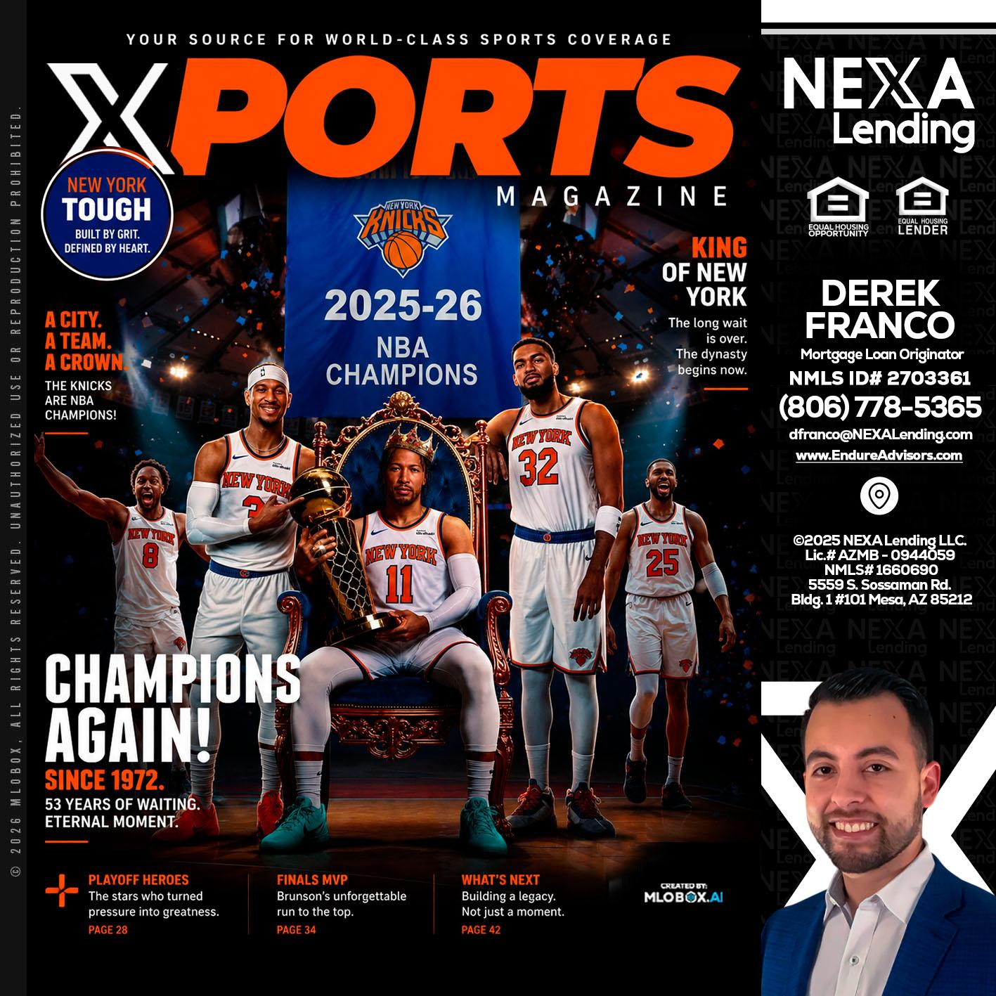 XPORTS MAGAZINE - Derek Franco -Mortgage Loan Originator