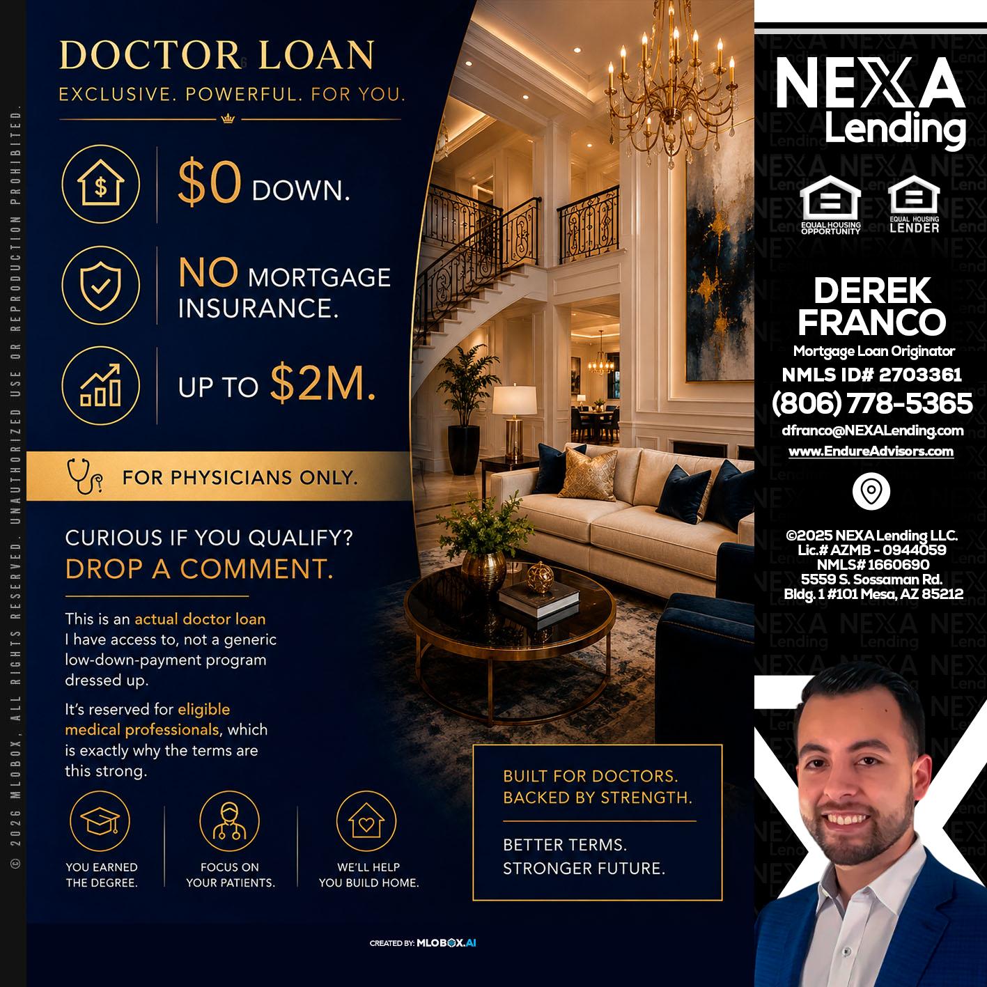 DOCTOR LOANS - Derek Franco -Mortgage Loan Originator