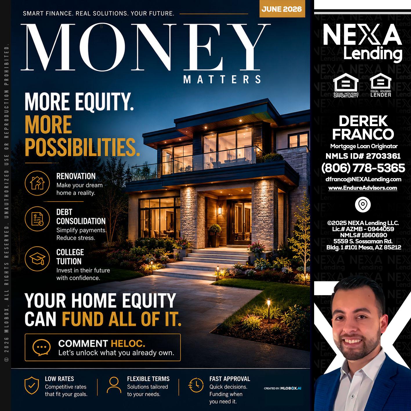 MONEY MATTERS - Derek Franco -Mortgage Loan Originator
