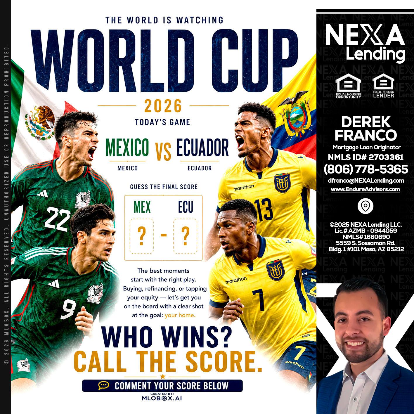 WORLD CUP 2026 - Derek Franco -Mortgage Loan Originator
