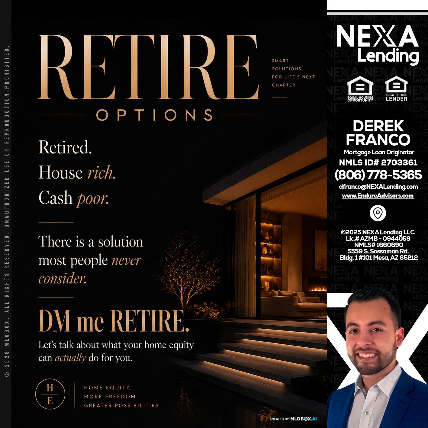RETIRE LOANS - Derek Franco -Mortgage Loan Originator