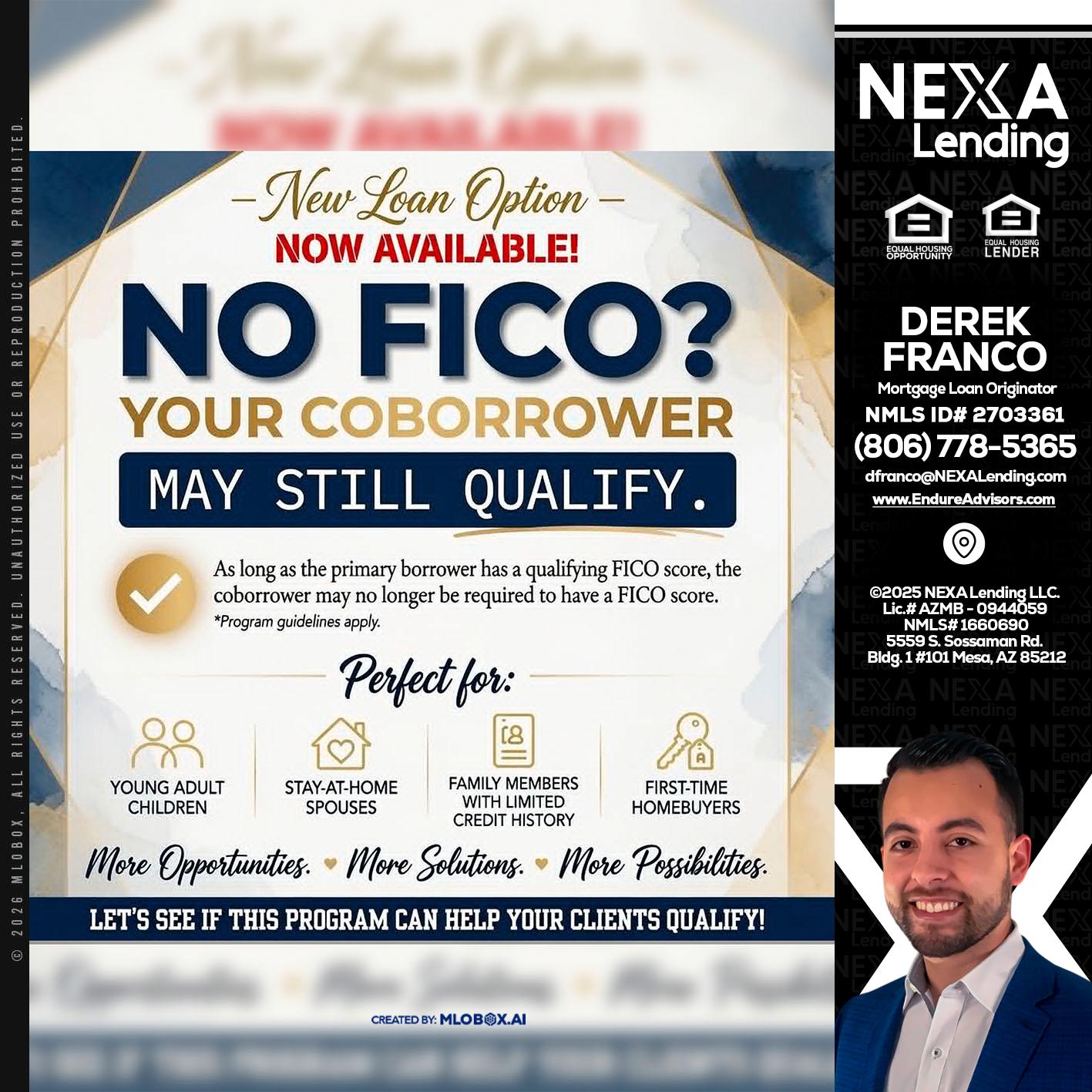 NO FICO? - Derek Franco -Mortgage Loan Originator