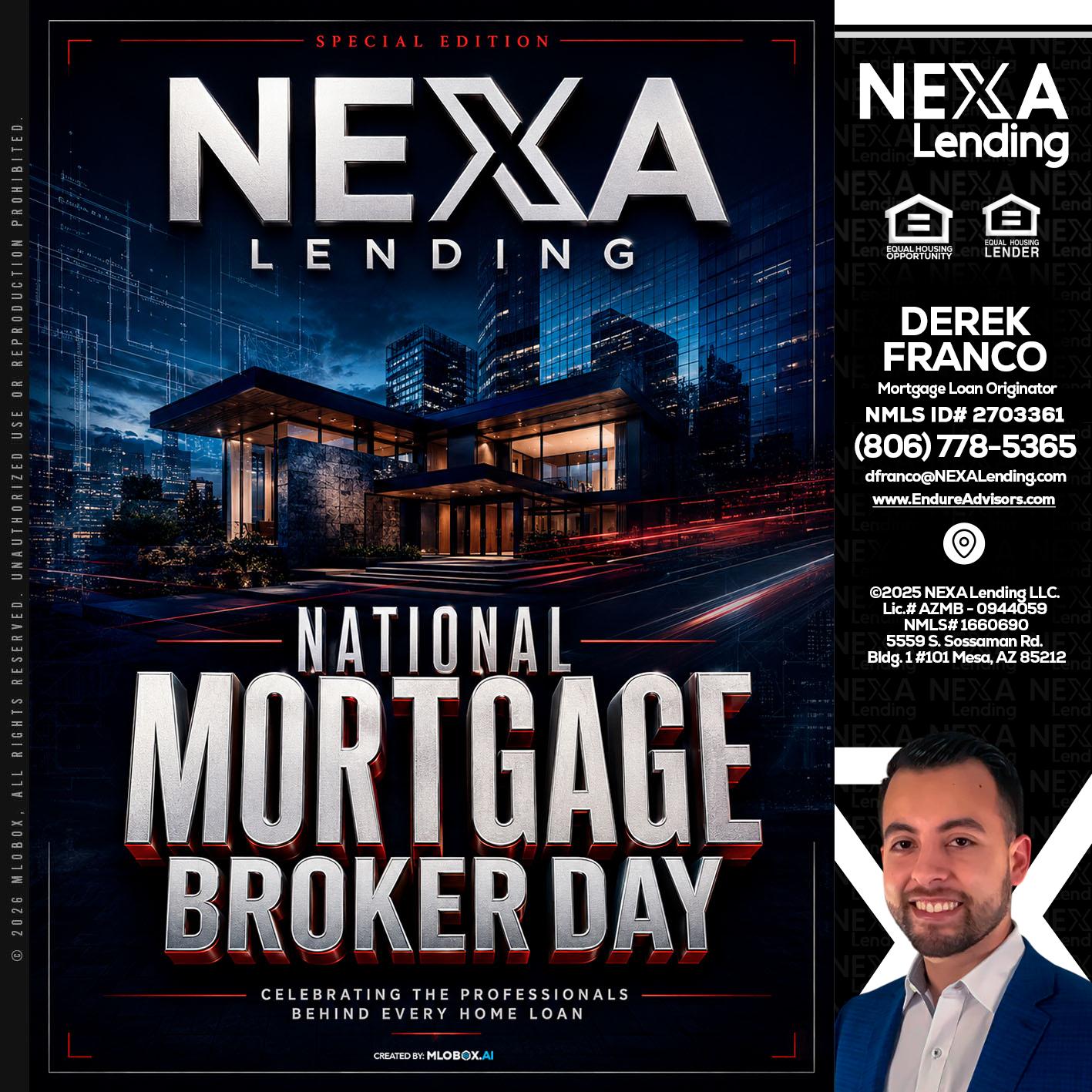 NATIONAL MORTGAGE BROKER DAY - Derek Franco -Mortgage Loan Originator