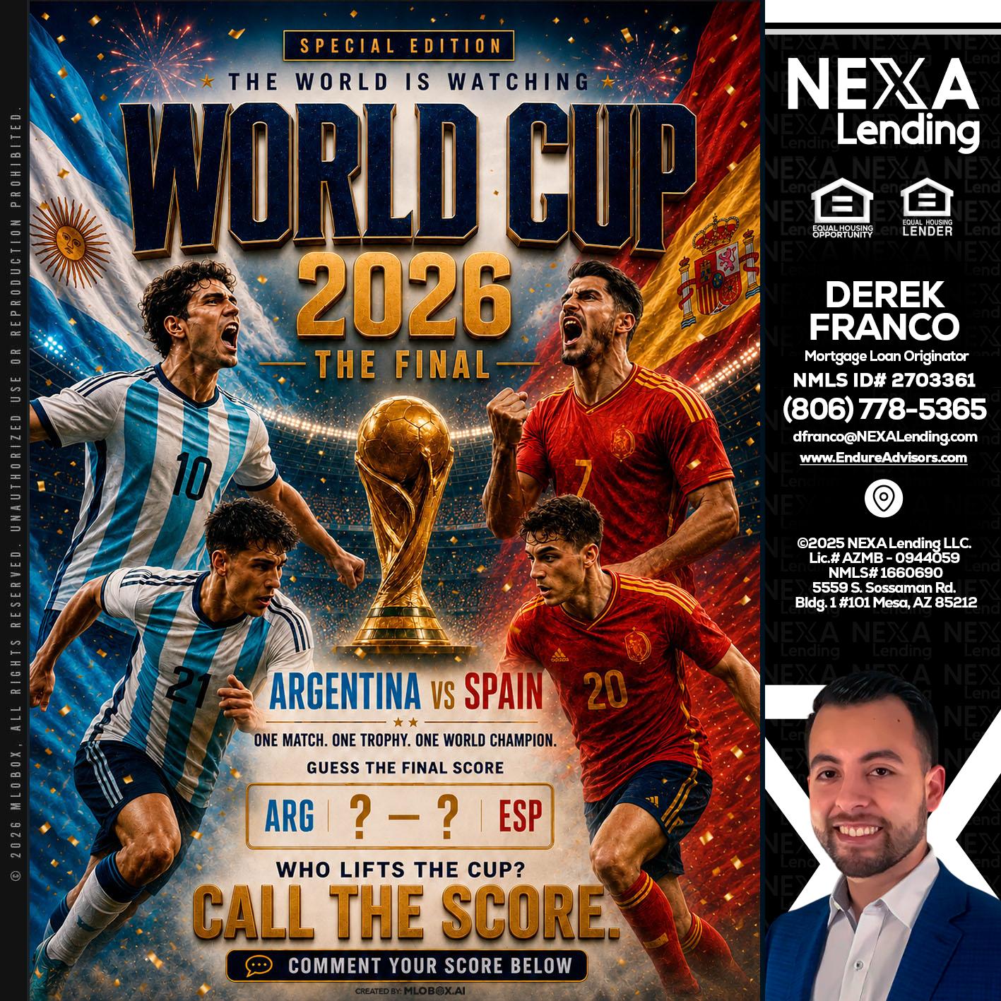 World Cup 2026 finals - Derek Franco -Mortgage Loan Originator