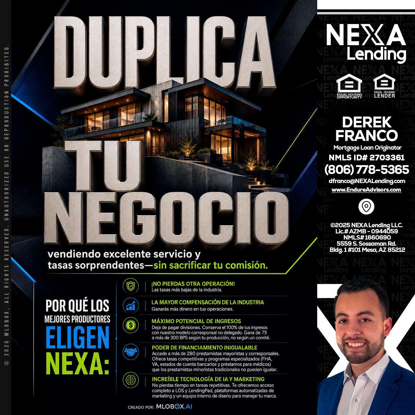 DUPLICA TU NEGOCIO - Derek Franco -Mortgage Loan Originator
