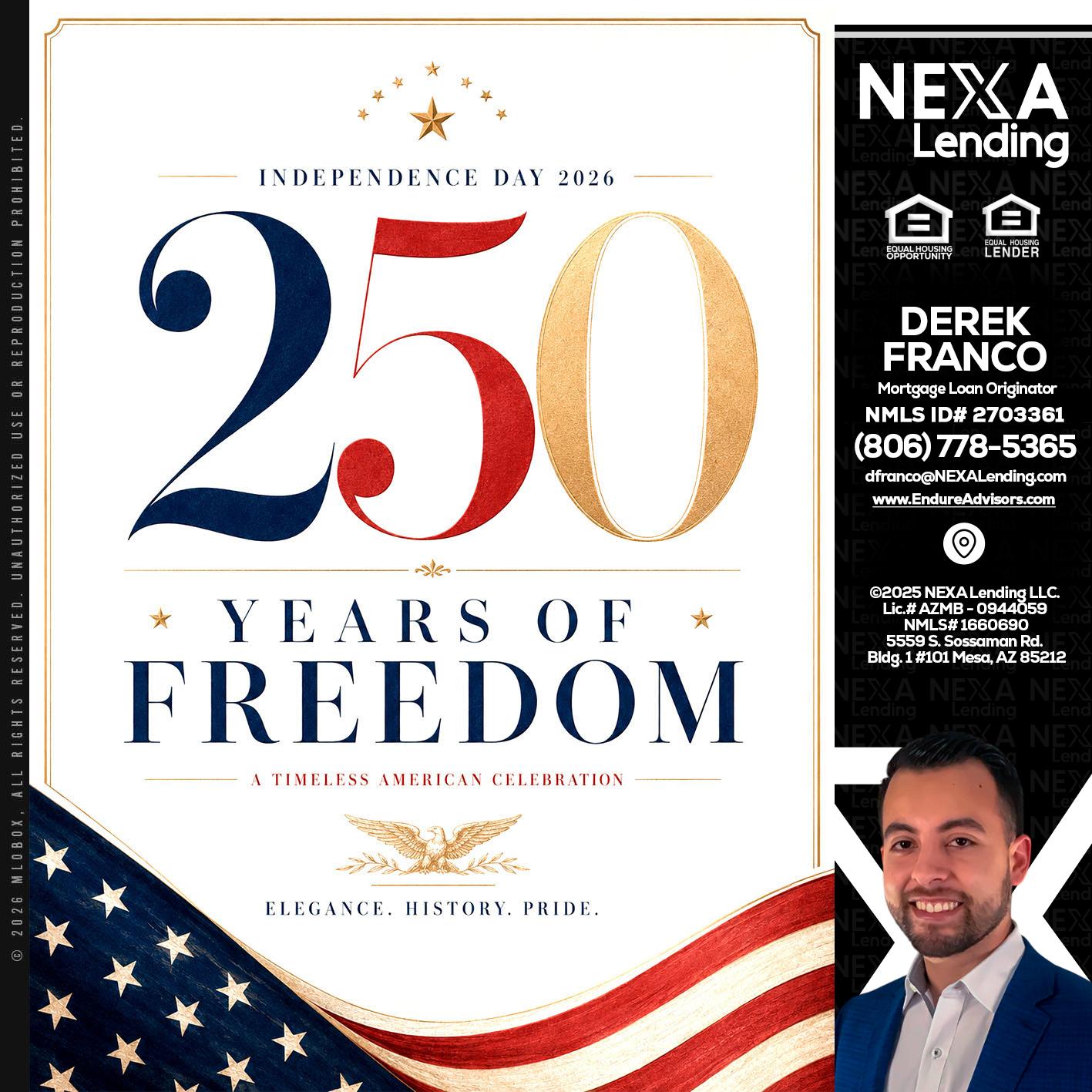 250 YEARS - Derek Franco -Mortgage Loan Originator