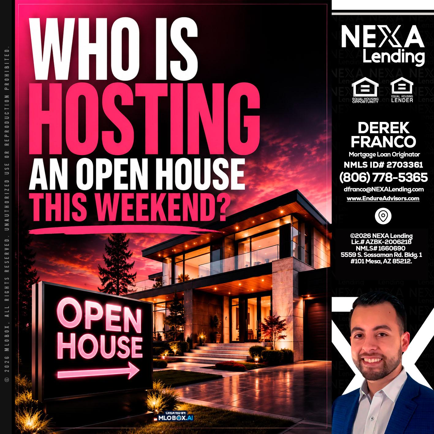 who's is hosting - Derek Franco -Mortgage Loan Originator