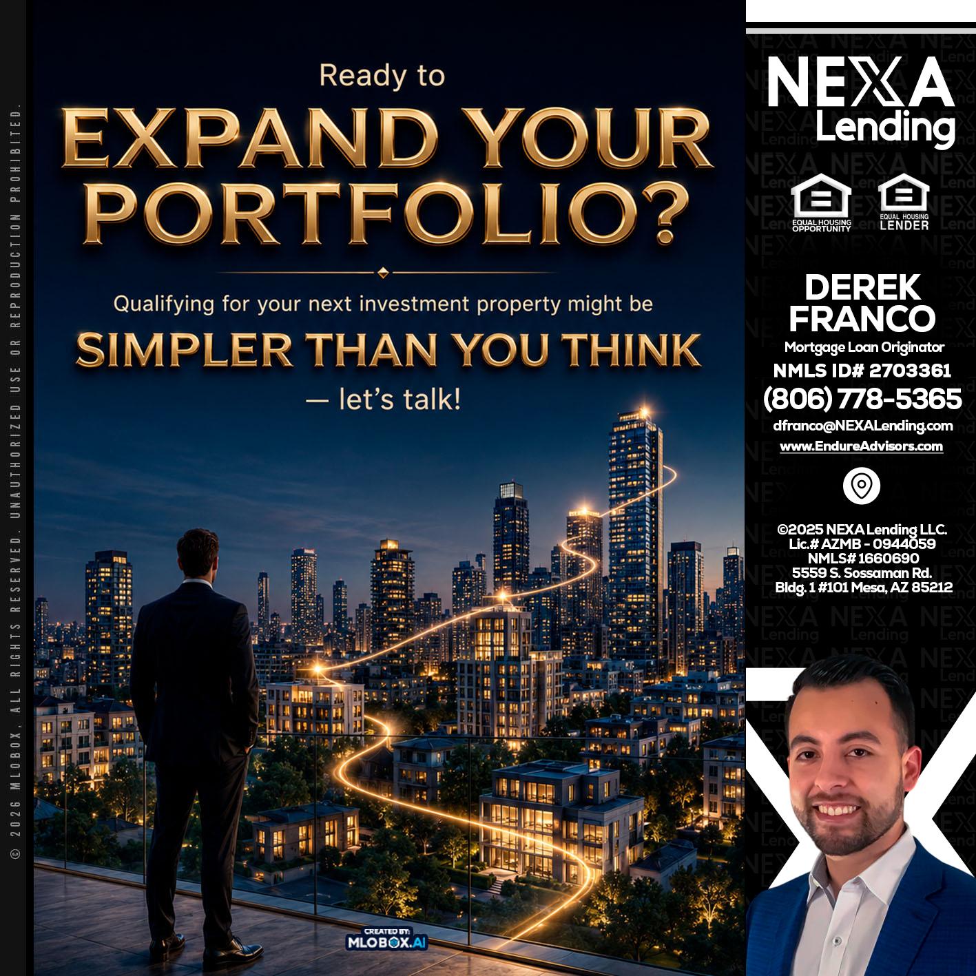 expand you portfolio - Derek Franco -Mortgage Loan Originator