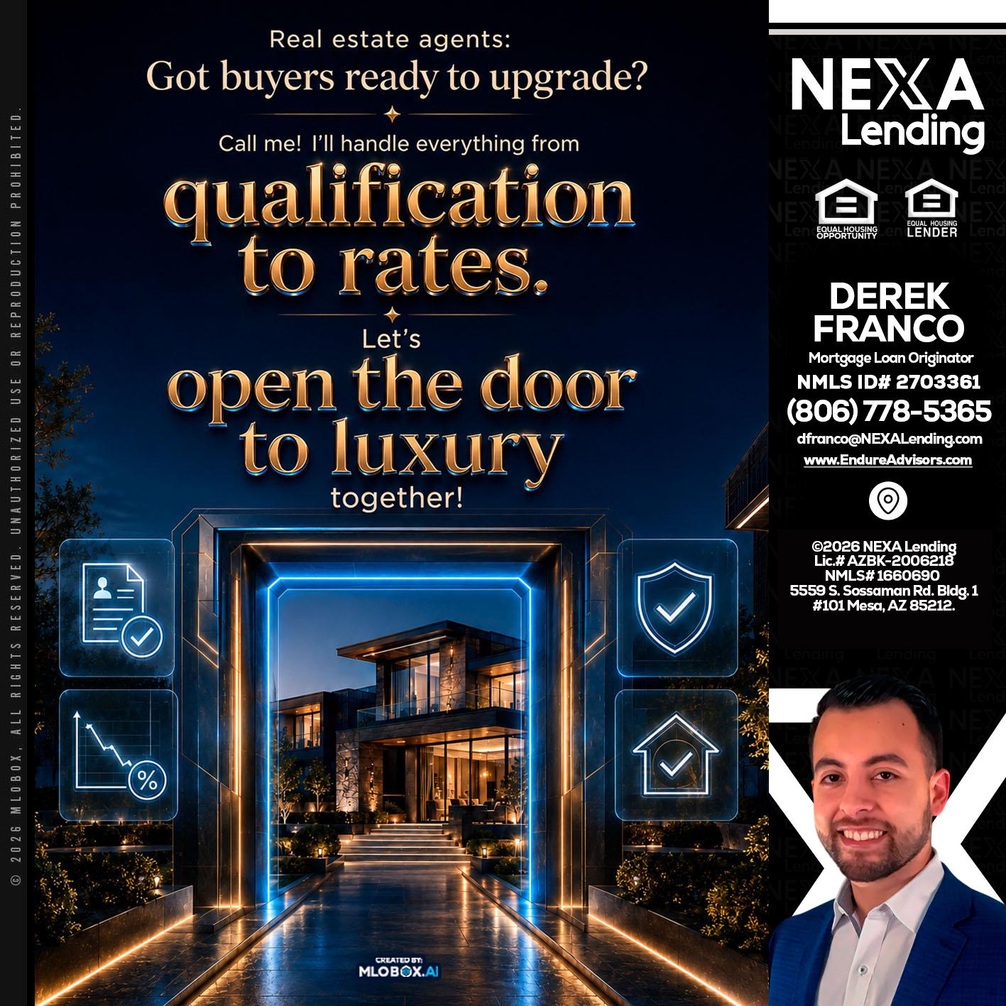QUALIFICATION TO RATES - Derek Franco -Mortgage Loan Originator