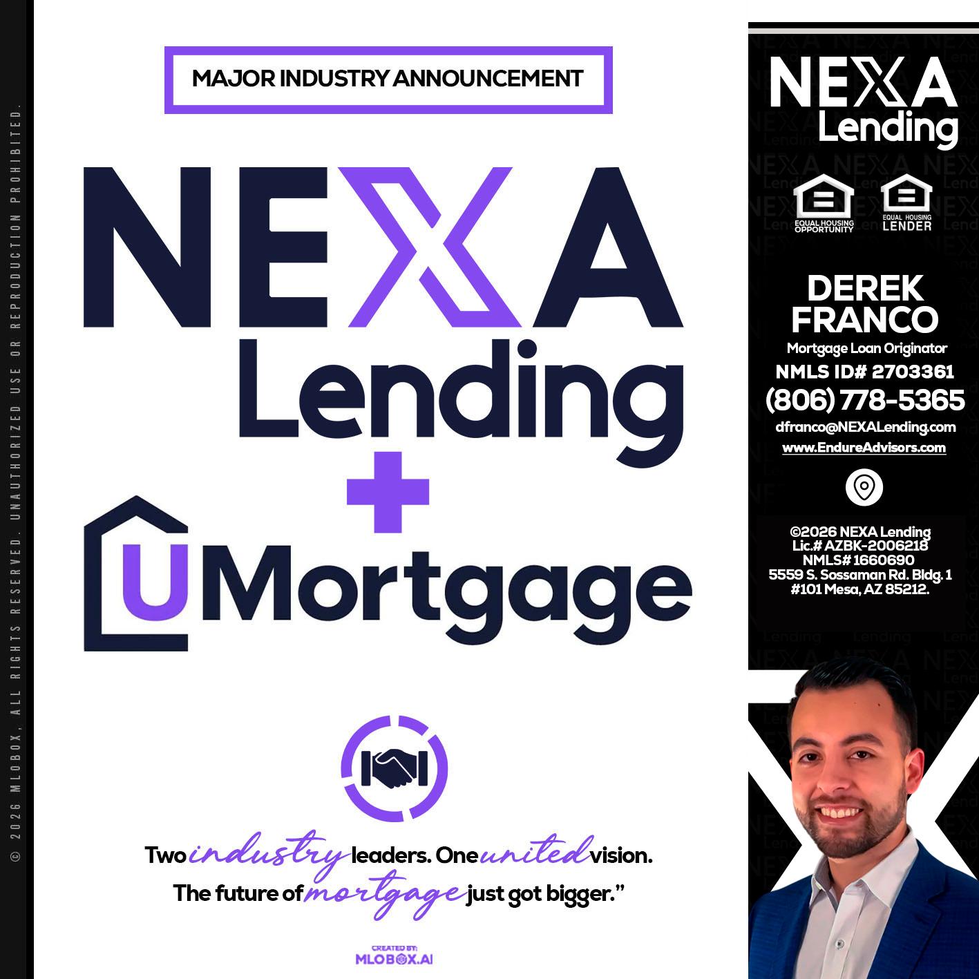 NEXA LENDING U MORTGAGE - Derek Franco -Mortgage Loan Originator